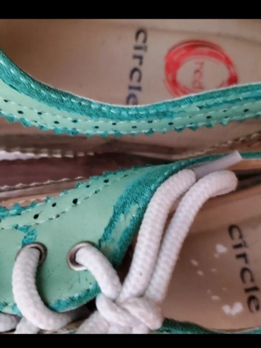 Red Circle Footwear Mint Green and Coral Wingtip Flats